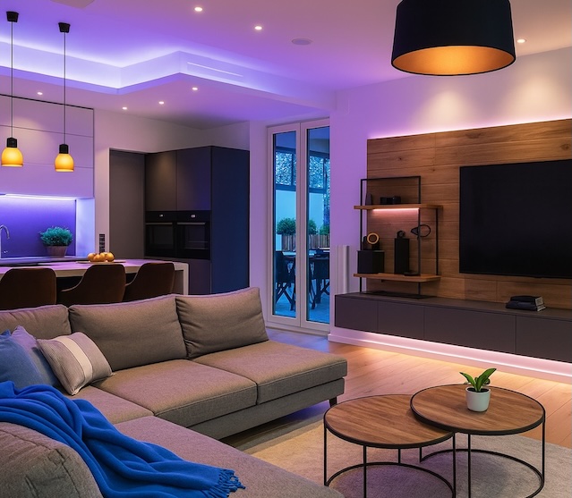 Custom electrical lighting design with integrated LED ambient lighting by Portcullis Electrical Power Solutions