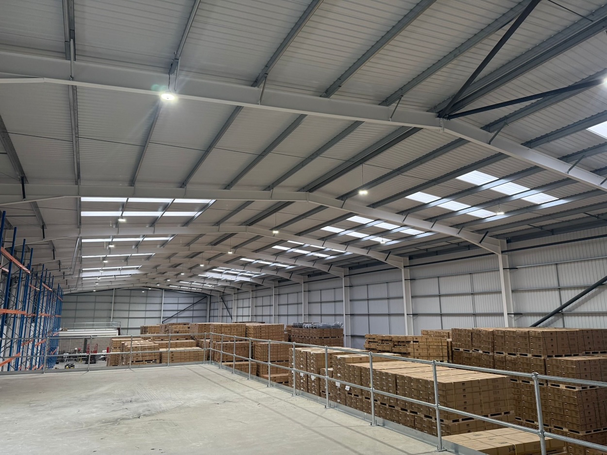 Commercial LED lighting installation &mdash; logistics warehouse near Chester