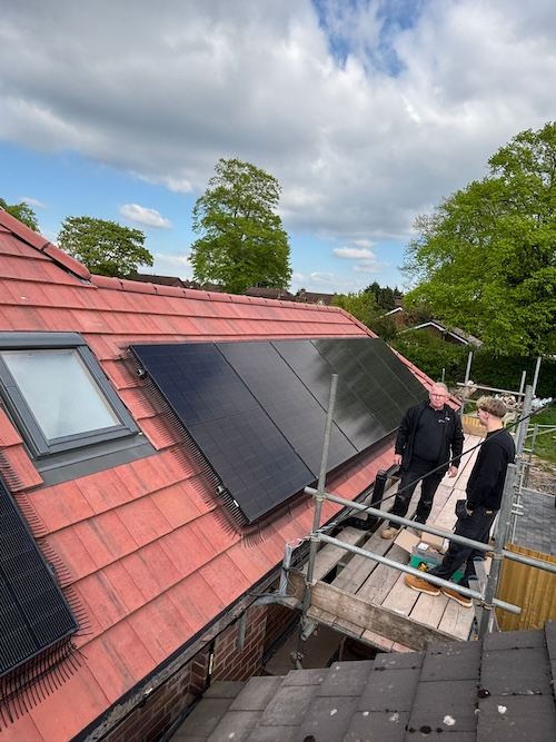 Solar panel installation in progress &mdash; Shavington