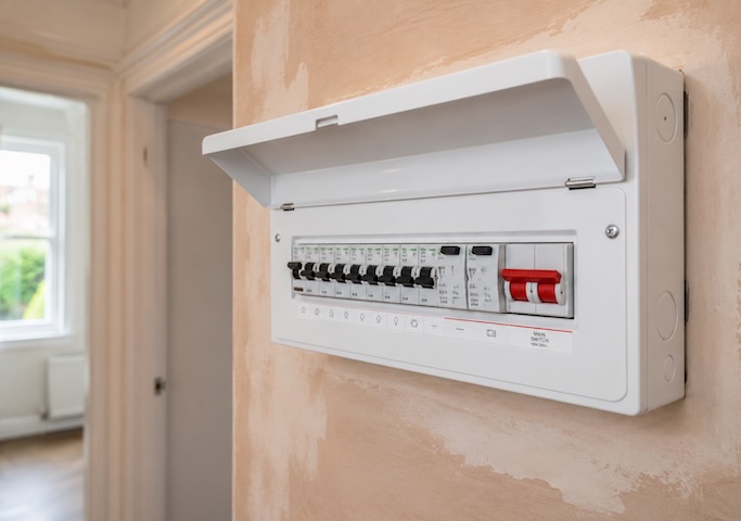 New consumer unit installed as part of a house rewire in Cheshire by Portcullis Power
