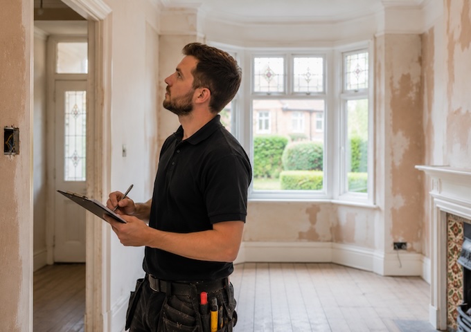 Portcullis Power electrician surveying a Cheshire property before providing a house rewire quote