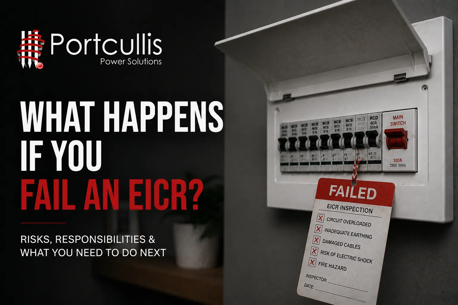 What happens if you fail an EICR - Portcullis Power Solutions, Cheshire
