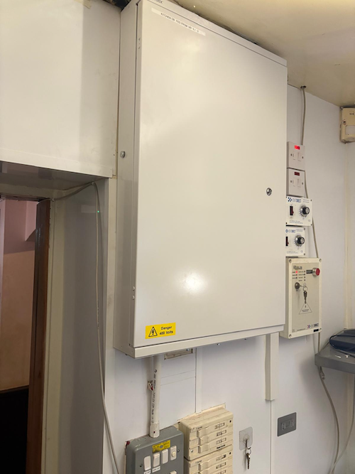 Completed kitchen distribution board installed by Portcullis Power Solutions at Joules Brewery, Offley Arms Madeley
