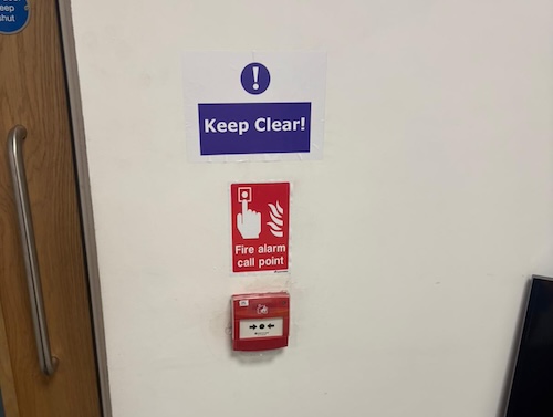 Fire alarm manual call point installed at PackagingOne warehouse in Middlewich