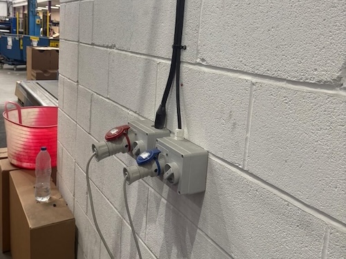 Three phase power supply and industrial connections at PackagingOne warehouse by Portcullis Power Solutions